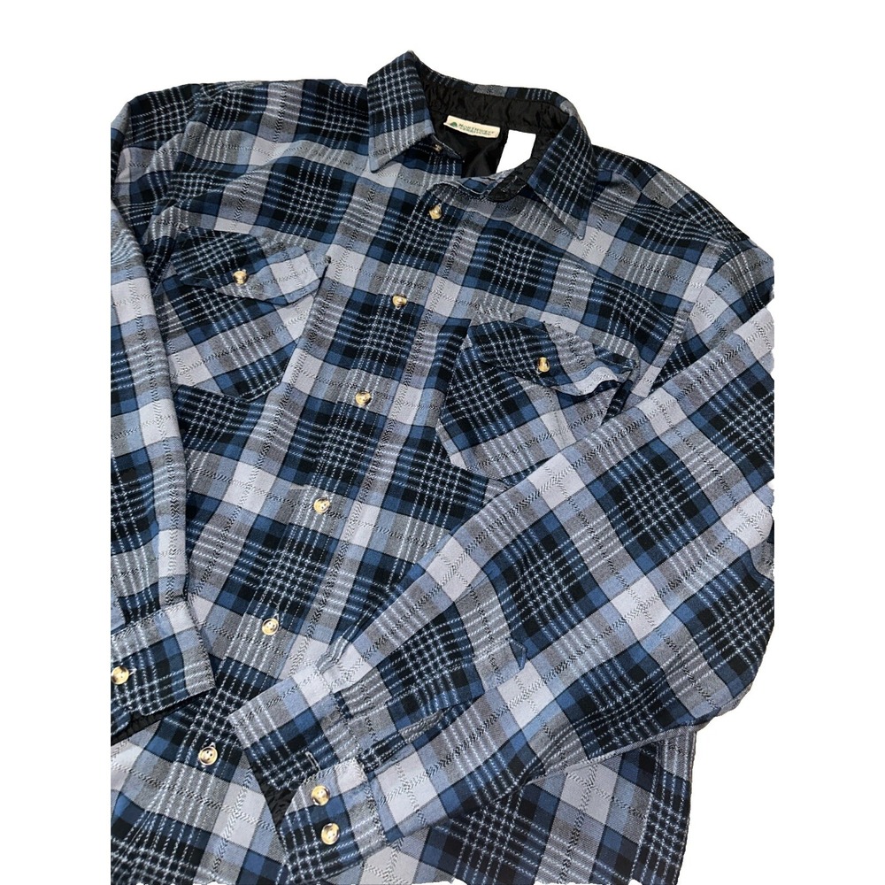 Vintage Northwest Territory Blue Plaid Button Down Flannel With Chest Pockets